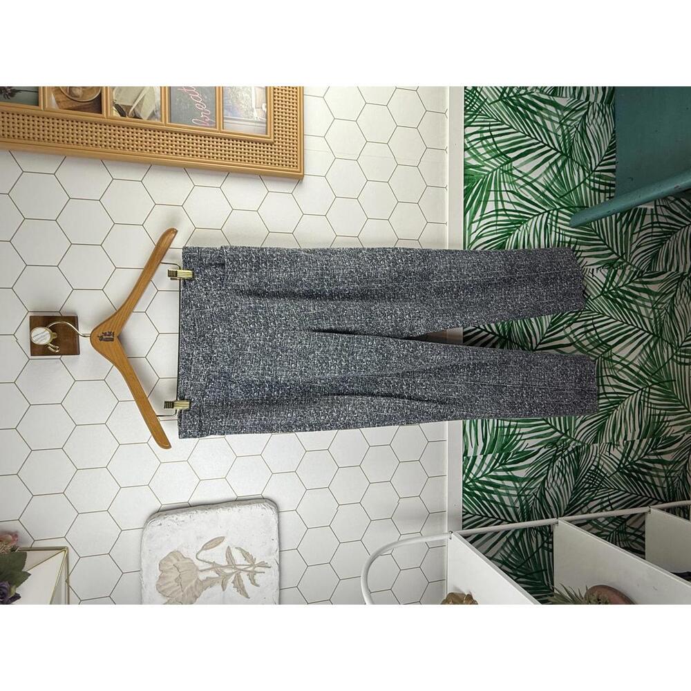 AKRIS PUNTO Gray Blue Patterned Francoise Slim-Straight Pull-on Pant - Size - 8